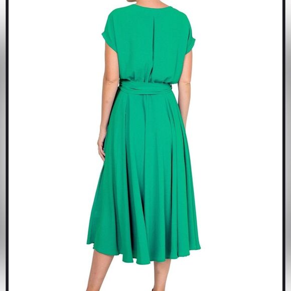 💚 Meghan Los Angeles Green Midi Wrap Dress - XL NWOT - Picture 2 of 5